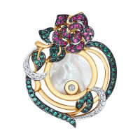 Золотая подвеска с уникальным миксом камней для яркого акцента 13130