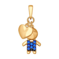 Золотая подвеска с синими фианитами: Искусство в каждом грани 15176