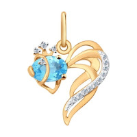 Золотая подвеска с топазом и фианитами 