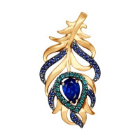 Подвеска из золота с зелеными и синими фианитами «Океанская Симфония» 7147