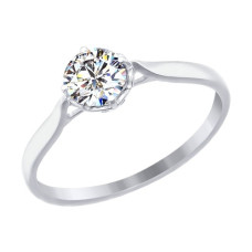 Помолвочное кольцо из белого золота со Swarovski Zirconia