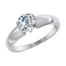 Помолвочное кольцо из белого золота со Swarovski Zirconia