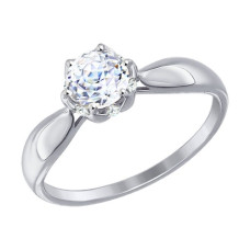Помолвочное кольцо из белого золота со Swarovski Zirconia