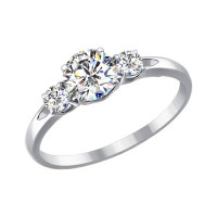 Помолвочное кольцо из белого золота с уникальным дизайном и Swarovski Zirconia Сияние вечной любви 4388