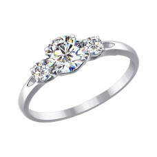 Помолвочное кольцо из белого золота со Swarovski Zirconia