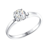 Помолвочное кольцо из белого золота со Swarovski zirconia «Сияние вечной любви» 12405