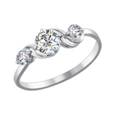 Помолвочное кольцо из белого золота со Swarovski Zirconia
