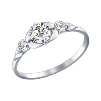 Помолвочное кольцо из белого золота с сиянием Swarovski Zirconia 