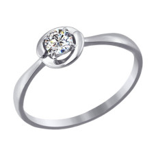 Помолвочное кольцо из белого золота со Swarovski Zirconia