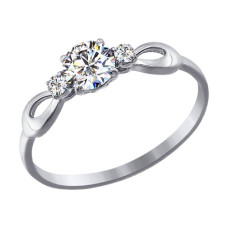 Помолвочное кольцо из белого золота со Swarovski Zirconia