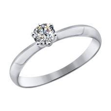 Помолвочное кольцо из белого золота со Swarovski Zirconia
