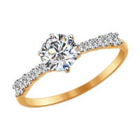 Золотое помолвочное кольцо со Swarovski Zirconia 4127 «Лучи Романтики»
