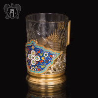 Серебряный подстаканник «Крона» с позолотой