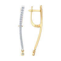 Золотые длинные серьги с бриллиантами 