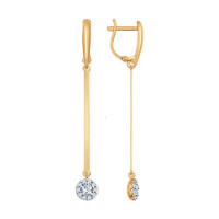 Серьги длинные из золота с фианитами Искристый Шлейф 17503