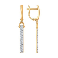 Серьги длинные из золота с фианитами 17502