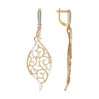 Серьги длинные из золота с фианитами света звездной ночи 15883