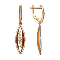 Серьги длинные из золота с фианитами для изысканных мгновений 15802