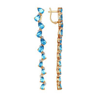 Серьги длинные из золота с топазами и фианитами Искусство света