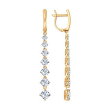 Серьги длинные из золота со Swarovski Zirconia