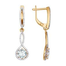Серьги длинные из золота со swarovski zirconia