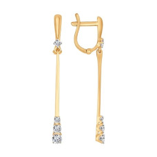 Серьги длинные из золота со Swarovski Zirconia