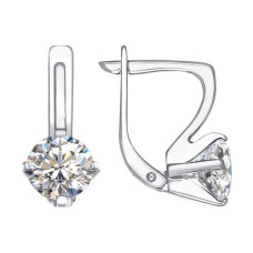Серьги из белого золота c крупным swarovski zirkonia