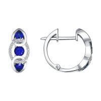 Серьги из белого золота с бриллиантами и сапфирами 11452