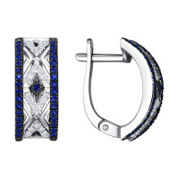 Серьги из белого золота с бриллиантами и сапфирами Элегантный блеск ночного неба 9887