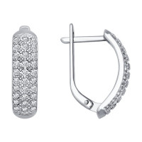 Серьги из белого золота с фианитами 