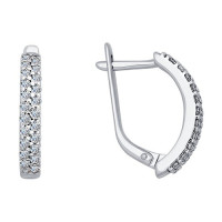 Серьги из белого золота с фианитами 