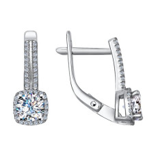 Серьги из белого золота со swarovski zirconia