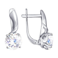 Серьги из белого золота со Swarovski Zirconia «Искренний Свет» 7538
