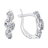 Серьги из белого золота со Swarovski Zirconia «Искрящийся Вечный Свет» 4379