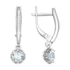 Серьги из белого золота со swarovski zirconia
