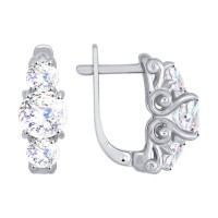 Серьги из белого золота со Swarovski Zirconia Арт-Деко 7550
