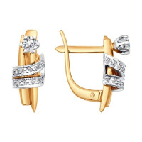 Серьги из комбинированного золота с бриллиантами 18460