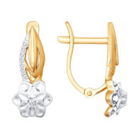 Серьги из комбинированного золота с бриллиантами 