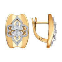 Серьги из комбинированного золота с бриллиантами «Искристые росчерки» 7084