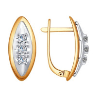 Серьги из комбинированного золота с бриллиантами 6887