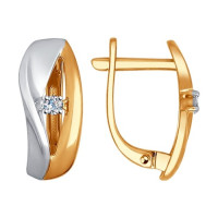 Серьги из комбинированного золота с бриллиантами «Искрящаяся элегантность»