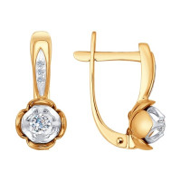 Серьги из комбинированного золота с бриллиантами 