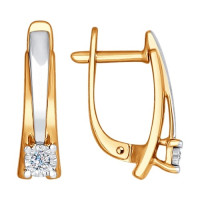 Серьги из комбинированного золота с бриллиантами 