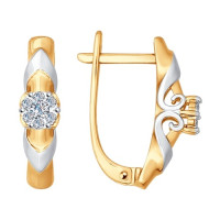 Серьги из комбинированного золота с бриллиантами Нежный блеск 4081