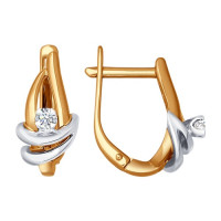 Серьги из комбинированного золота с бриллиантами 