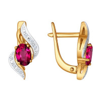 Серьги из комбинированного золота с бриллиантами и рубинами 18450