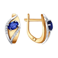 Серьги из комбинированного золота с бриллиантами и сапфирами Вдохновение небесных просторов 10219