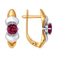 Серьги из комбинированного золота с рубинами «Сияние вечерней симфонии» 13143