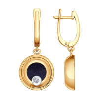 Серьги из золота 17804 с роскошным вкраплением из бирюзового фианита