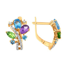 Серьги из золота c миксом из камней